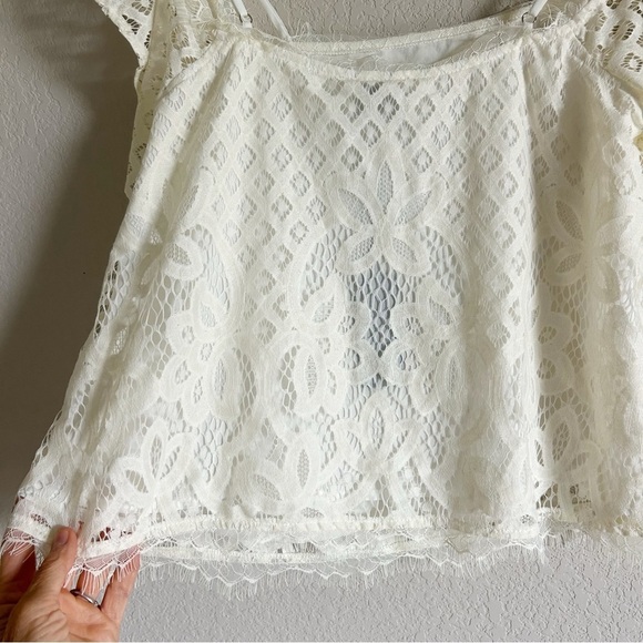 New Anthro Greylin Cassis Lace Top Ivory XS - Picture 11 of 14
